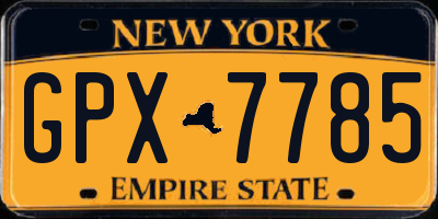 NY license plate GPX7785