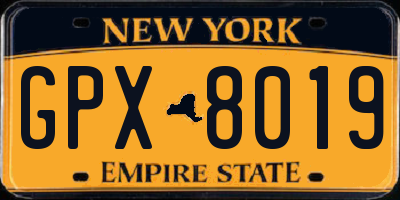 NY license plate GPX8019