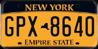 NY license plate GPX8640
