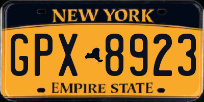 NY license plate GPX8923