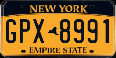 NY license plate GPX8991