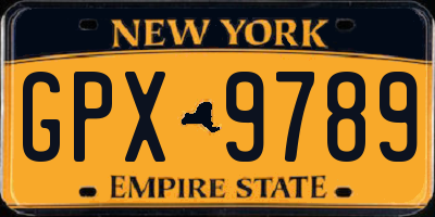 NY license plate GPX9789
