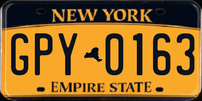 NY license plate GPY0163
