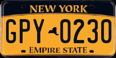 NY license plate GPY0230