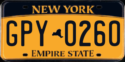 NY license plate GPY0260
