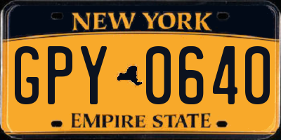 NY license plate GPY0640