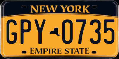 NY license plate GPY0735