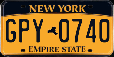 NY license plate GPY0740
