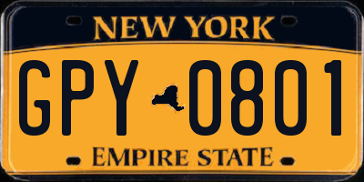 NY license plate GPY0801