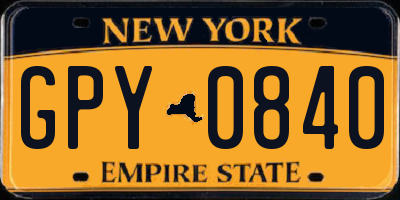 NY license plate GPY0840