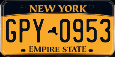 NY license plate GPY0953