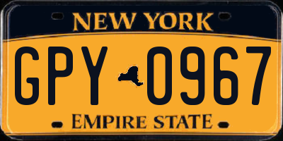 NY license plate GPY0967