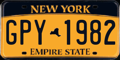 NY license plate GPY1982
