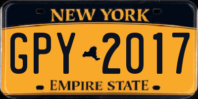 NY license plate GPY2017