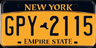 NY license plate GPY2115