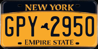 NY license plate GPY2950