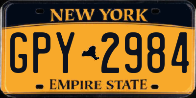NY license plate GPY2984