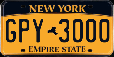 NY license plate GPY3000