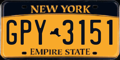 NY license plate GPY3151