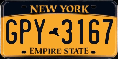 NY license plate GPY3167