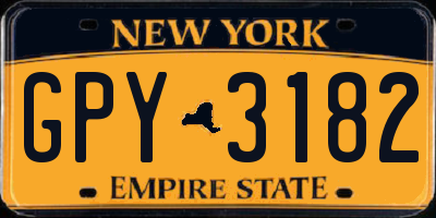 NY license plate GPY3182