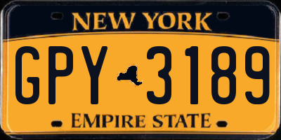 NY license plate GPY3189