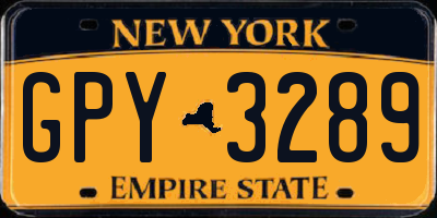 NY license plate GPY3289