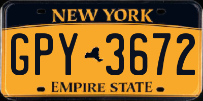 NY license plate GPY3672
