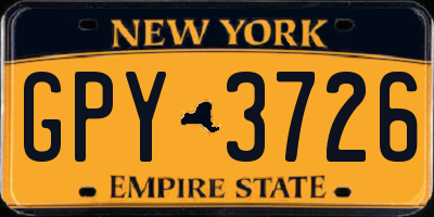 NY license plate GPY3726