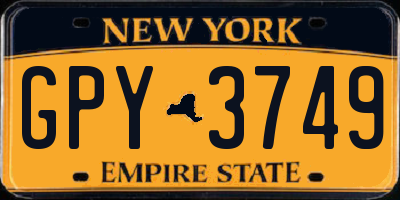 NY license plate GPY3749