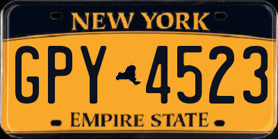 NY license plate GPY4523