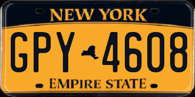 NY license plate GPY4608