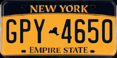 NY license plate GPY4650