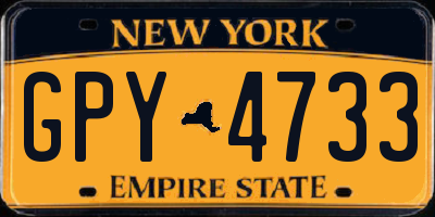 NY license plate GPY4733
