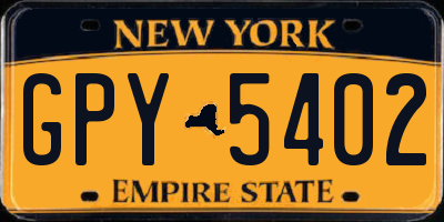 NY license plate GPY5402