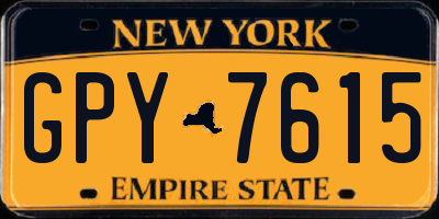 NY license plate GPY7615