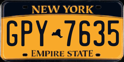 NY license plate GPY7635