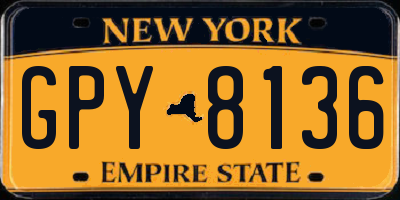 NY license plate GPY8136
