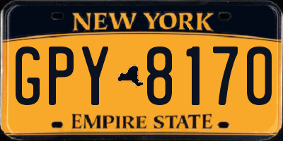 NY license plate GPY8170