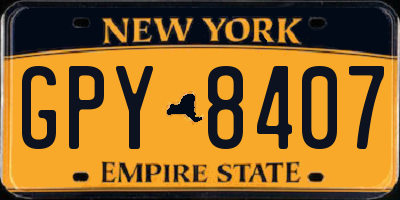 NY license plate GPY8407