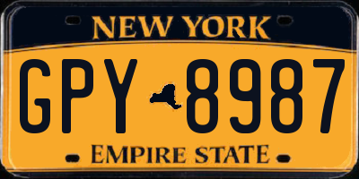 NY license plate GPY8987