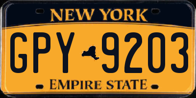 NY license plate GPY9203