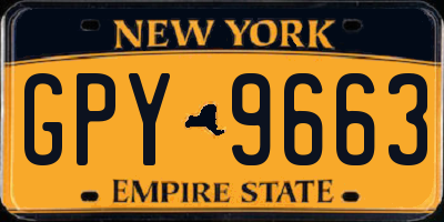 NY license plate GPY9663