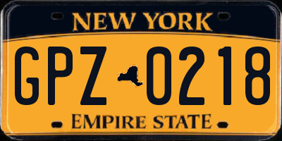 NY license plate GPZ0218