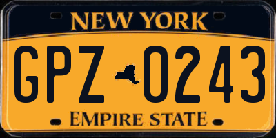 NY license plate GPZ0243