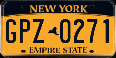 NY license plate GPZ0271