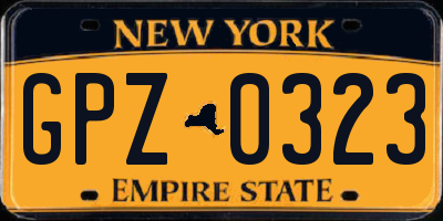 NY license plate GPZ0323