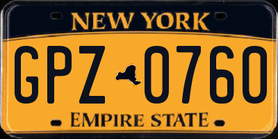 NY license plate GPZ0760