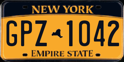 NY license plate GPZ1042