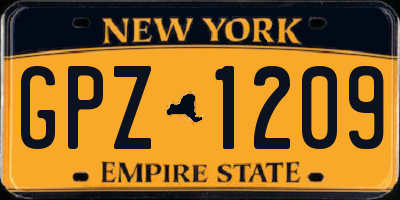 NY license plate GPZ1209